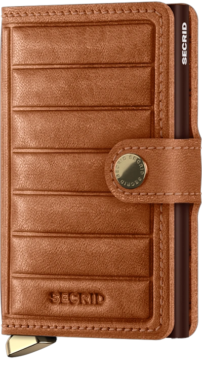 Premium MiniWallet Emboss Lines Cognac